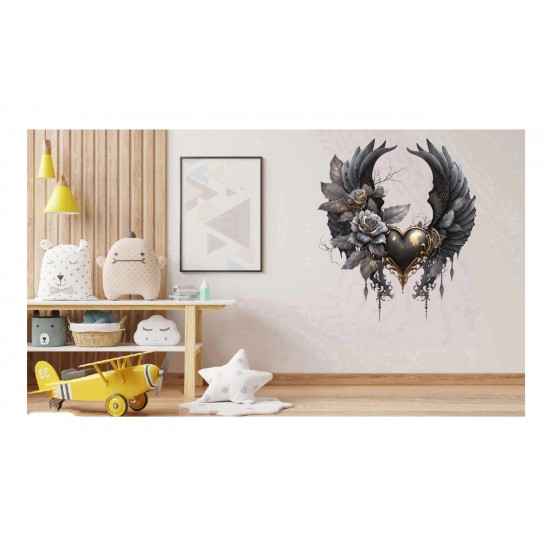 Sticker decorativ, Aripi, Gri, 70 cm, 1303STK-4 Sticker decorativ, Aripi, Gri, 70 cm, 1303STK-4