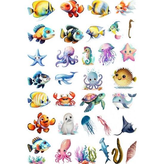 Sticker decorativ Animale Marine, Waterproof 90x60 cm, 1305STK Sticker decorativ Animale Marine, Waterproof 90x60 cm, 1305STK