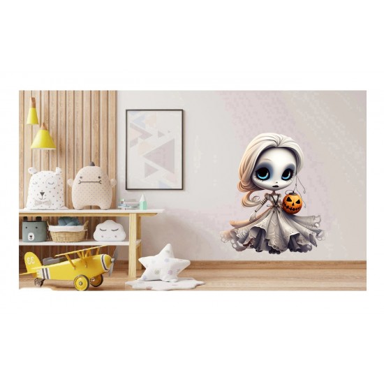 Sticker decorativ, Halloween, Waterproof, Alb, 64 cm, 1306STK-14
