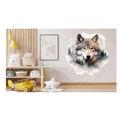Sticker decorativ, Lup, Gri, 65 cm, 1307STK-5 Sticker decorativ, Lup, Gri, 65 cm, 1307STK-5