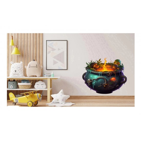 Sticker decorativ, Halloween, Portocaliu, 67 cm, 1308STK-12