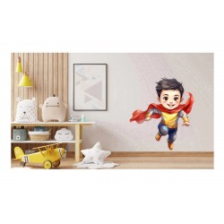 Sticker decorativ Baiat Supererou, Rosu, 67 cm, 1309STK-2 Sticker decorativ Baiat Supererou, Rosu, 67 cm, 1309STK-2