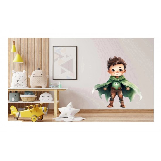 Sticker decorativ Baiat Supererou, Verde, 61 cm, 1309STK-3 Sticker decorativ Baiat Supererou, Verde, 61 cm, 1309STK-3
