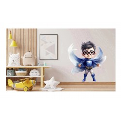 Sticker decorativ Baiat Supererou, Albastru, 60 cm, 1309STK-4 Sticker decorativ Baiat Supererou, Albastru, 60 cm, 1309STK-4