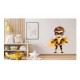 Sticker decorativ Baiat Supererou, Galben, 81 cm, 1309STK-8 Sticker decorativ Baiat Supererou, Galben, 81 cm, 1309STK-8