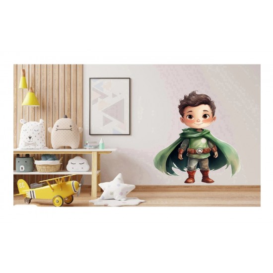 Sticker decorativ Baiat Supererou, Verde, 64 cm, 1309STK-9 Sticker decorativ Baiat Supererou, Verde, 64 cm, 1309STK-9