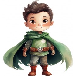 Sticker decorativ Baiat Supererou, Verde, 64 cm, 1309STK-9