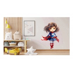 Sticker decorativ Fata Supererou, Albastru, 89 cm, 1310STK-1 Sticker decorativ Fata Supererou, Albastru, 89 cm, 1310STK-1