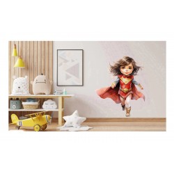 Sticker decorativ Fata Supererou, Rosu, 71 cm, 1310STK-11 Sticker decorativ Fata Supererou, Rosu, 71 cm, 1310STK-11
