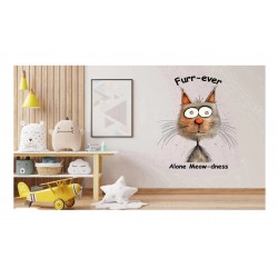Sticker decorativ Pisica, Gri, 76 cm, 1313STK-6 Sticker decorativ Pisica, Gri, 76 cm, 1313STK-6