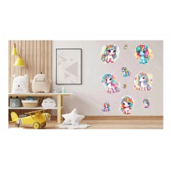 Sticker decorativ Waterproof cu Unicorni, 82x60 cm, 1314STK Sticker decorativ Waterproof cu Unicorni, 82x60 cm, 1314STK