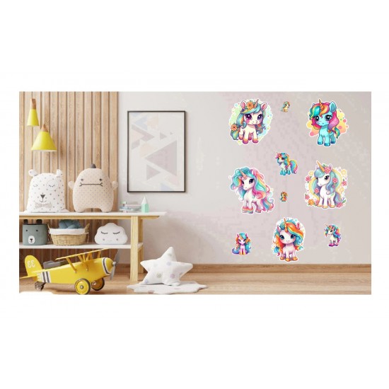 Sticker decorativ Waterproof cu Unicorni,  82x60 cm, 1314STK