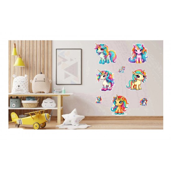 Sticker decorativ Waterproof cu Unicorni, 90x60 cm, 1314STK-1 Sticker decorativ Waterproof cu Unicorni, 90x60 cm, 1314STK-1