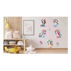Sticker decorativ Waterproof cu Unicorni, 78x60 cm, 1314STK-2 Sticker decorativ Waterproof cu Unicorni, 78x60 cm, 1314STK-2
