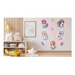 Sticker decorativ Waterproof cu Unicorni, 83x60 cm, 1314STK-3 Sticker decorativ Waterproof cu Unicorni, 83x60 cm, 1314STK-3