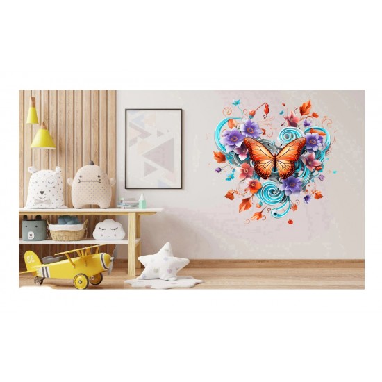 Sticker decorativ Fluture, Portocaliu, 61 cm, 1316STK Sticker decorativ Fluture, Portocaliu, 61 cm, 1316STK