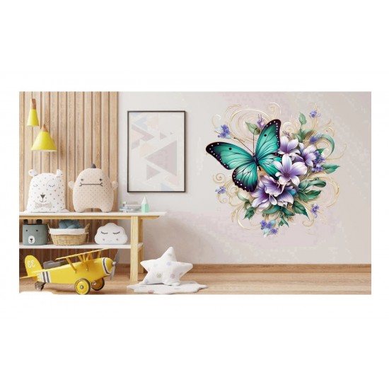 Sticker decorativ Fluture, Verde, 63 cm, 1316STK-4 Sticker decorativ Fluture, Verde, 63 cm, 1316STK-4
