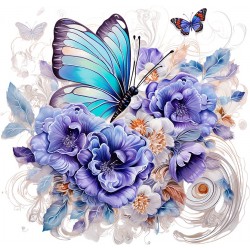 Sticker decorativ Fluture, Albastru, 62 cm, 1316STK-5