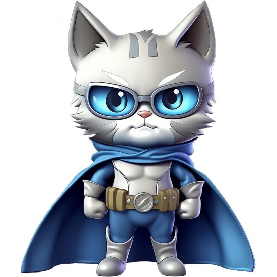 Sticker decorativ, Pisica Supererou, Gri, 70 cm, 1318STK-5 Sticker decorativ, Pisica Supererou, Gri, 70 cm, 1318STK-5