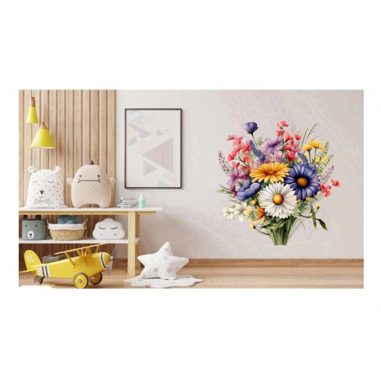 Sticker decorativ, Flori Salbatice, Albastru, 62 cm, 1319STK