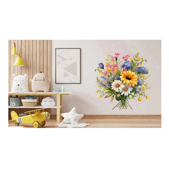 Sticker decorativ, Flori Salbatice, Galben, 60 cm, 1319STK-1