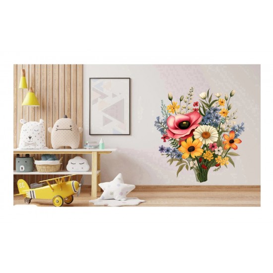 Sticker decorativ, Flori Salbatice, Multicolor, 63 cm, 1319STK-3