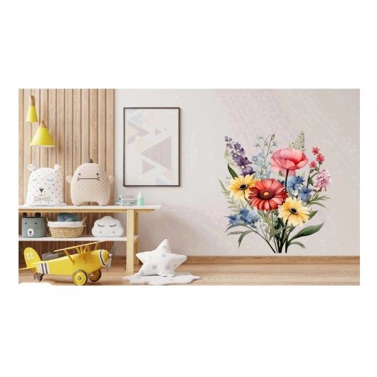 Sticker decorativ, Flori Salbatice, Rosu, 68 cm, 1319STK-7