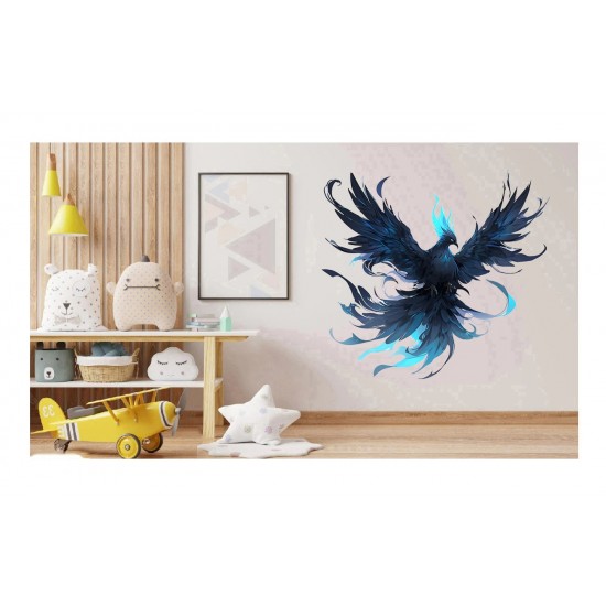 Sticker decorativ, Pasarea Phoenix, Negru, 61 cm, 1323STK Sticker decorativ, Pasarea Phoenix, Negru, 61 cm, 1323STK