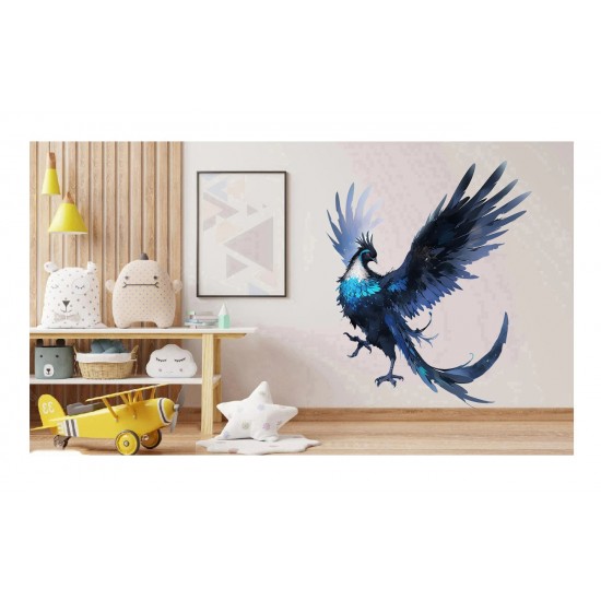 Sticker decorativ, Pasarea Phoenix, Negru, 72 cm, 1323STK-2 Sticker decorativ, Pasarea Phoenix, Negru, 72 cm, 1323STK-2