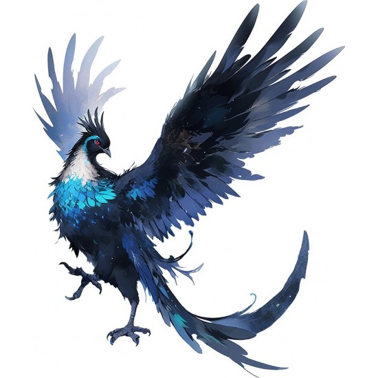 Sticker decorativ, Pasarea Phoenix, Negru, 72 cm, 1323STK-2 Sticker decorativ, Pasarea Phoenix, Negru, 72 cm, 1323STK-2