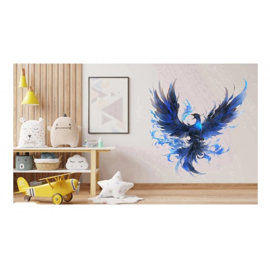 Sticker decorativ, Pasarea Phoenix, Albastru, 63 cm, 1323STK-5 Sticker decorativ, Pasarea Phoenix, Albastru, 63 cm, 1323STK-5