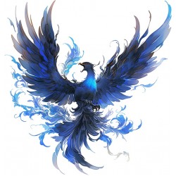Sticker decorativ, Pasarea Phoenix, Albastru, 63 cm, 1323STK-5