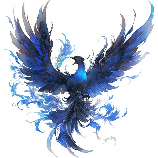Sticker decorativ, Pasarea Phoenix, Albastru, 63 cm, 1323STK-5 Sticker decorativ, Pasarea Phoenix, Albastru, 63 cm, 1323STK-5