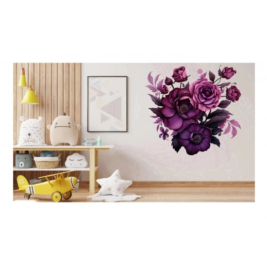 Sticker decorativ, Flori, Roz, 62 cm, 1325STK-5 Sticker decorativ, Flori, Roz, 62 cm, 1325STK-5