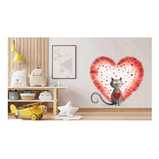 Sticker decorativ, Pisica, Rosu, 60 cm, 1326STK Sticker decorativ, Pisica, Rosu, 60 cm, 1326STK