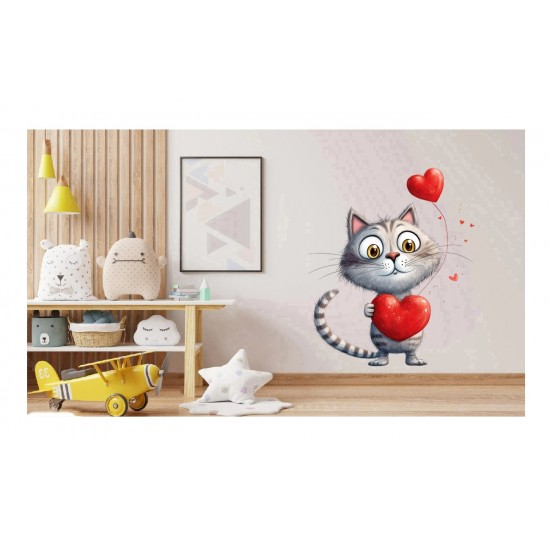 Sticker decorativ, Pisica, Alb, 73 cm, 1326STK-3 Sticker decorativ, Pisica, Alb, 73 cm, 1326STK-3