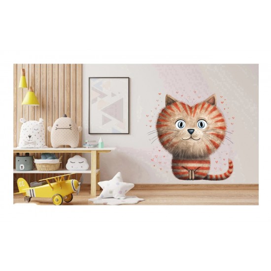 Sticker decorativ, Pisica, Portocaliu, 61 cm, 1326STK-4