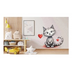 Sticker decorativ, Pisica, Alb, 66 cm, 1326STK-5 Sticker decorativ, Pisica, Alb, 66 cm, 1326STK-5
