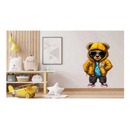 Sticker decorativ, Teddy Hip Hop, Galben, 90 cm, 1332STK Sticker decorativ, Teddy Hip Hop, Galben, 90 cm, 1332STK