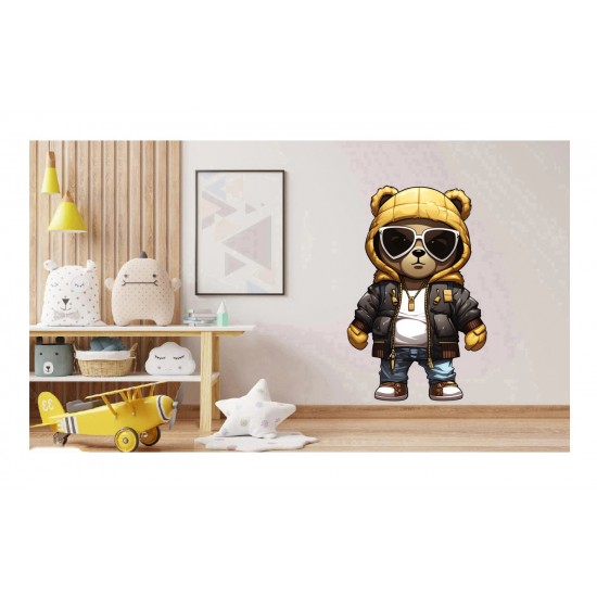 Sticker decorativ, Teddy Hip Hop, Galben, 89 cm, 1332STK-2 Sticker decorativ, Teddy Hip Hop, Galben, 89 cm, 1332STK-2