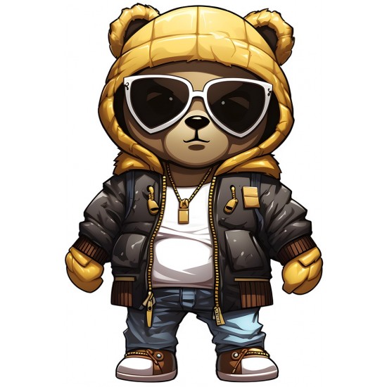 Sticker decorativ, Teddy Hip Hop, Galben, 89 cm, 1332STK-2 Sticker decorativ, Teddy Hip Hop, Galben, 89 cm, 1332STK-2