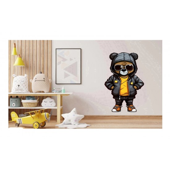 Sticker decorativ, Teddy Hip Hop, Negru, 90 cm, 1332STK-5 Sticker decorativ, Teddy Hip Hop, Negru, 90 cm, 1332STK-5