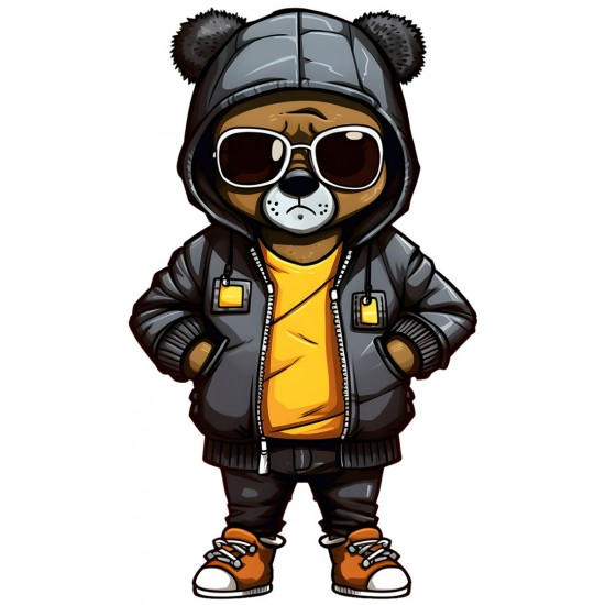Sticker decorativ, Teddy Hip Hop, Negru, 90 cm, 1332STK-5 Sticker decorativ, Teddy Hip Hop, Negru, 90 cm, 1332STK-5