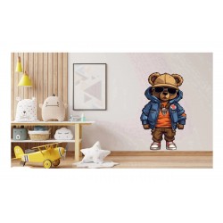 Sticker decorativ, Teddy Hip Hop, Albastru, 90 cm, 1332STK-8 Sticker decorativ, Teddy Hip Hop, Albastru, 90 cm, 1332STK-8