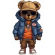Sticker decorativ, Teddy Hip Hop, Albastru, 90 cm, 1332STK-8 Sticker decorativ, Teddy Hip Hop, Albastru, 90 cm, 1332STK-8