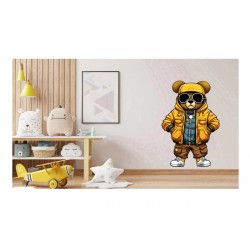 Sticker decorativ, Teddy Hip Hop, Galben, 90 cm, 1332STK-9 Sticker decorativ, Teddy Hip Hop, Galben, 90 cm, 1332STK-9