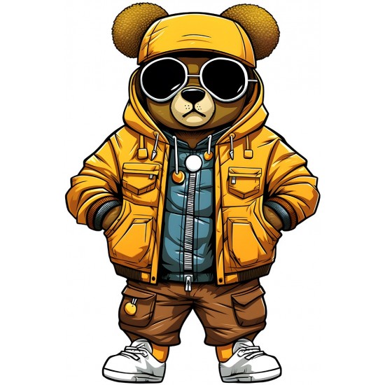 Sticker decorativ, Teddy Hip Hop, Galben, 90 cm, 1332STK-9 Sticker decorativ, Teddy Hip Hop, Galben, 90 cm, 1332STK-9