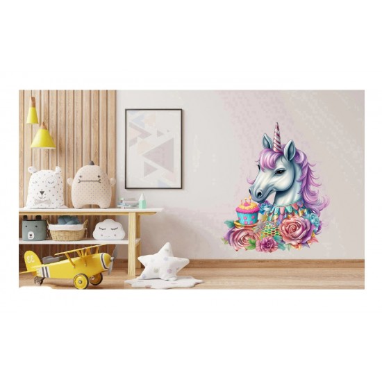 Sticker decorativ, Unicorn, Mov, 74 cm, 1333STK Sticker decorativ, Unicorn, Mov, 74 cm, 1333STK