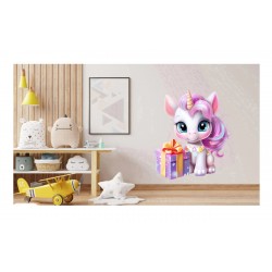 Sticker decorativ, Unicorn, Roz, 72 cm, 1333STK-3 Sticker decorativ, Unicorn, Roz, 72 cm, 1333STK-3