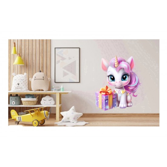 Sticker decorativ, Unicorn, Roz, 72 cm, 1333STK-3 Sticker decorativ, Unicorn, Roz, 72 cm, 1333STK-3